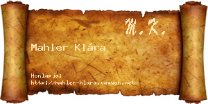 Mahler Klára névjegykártya